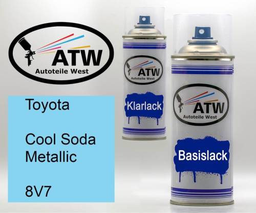 Toyota, Cool Soda Metallic, 8V7: 400ml Sprühdose + 400ml Klarlack - Set, von ATW Autoteile West.